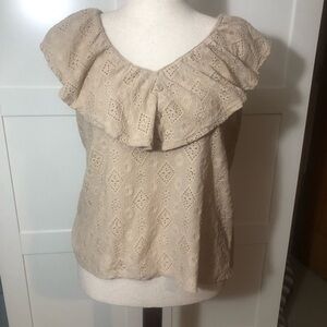 Sean John Beige Eyelet Ruffle Camisole